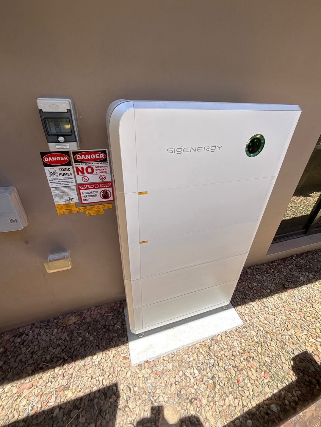 Sigenergy battery storage unit installed on wall