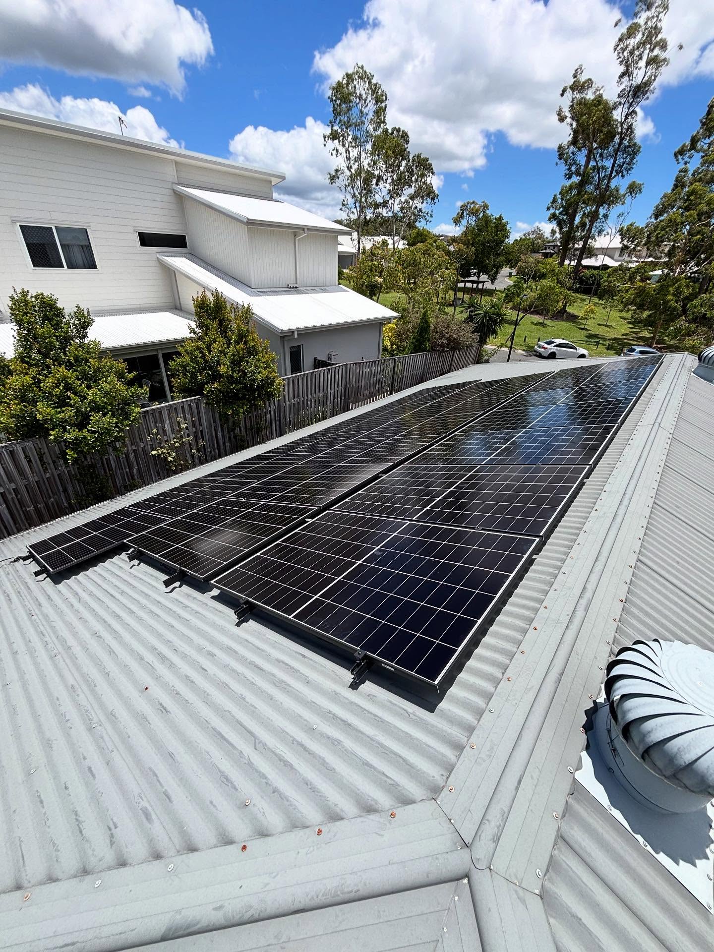 Solar panels on colorbond roof suburban Gold Coast